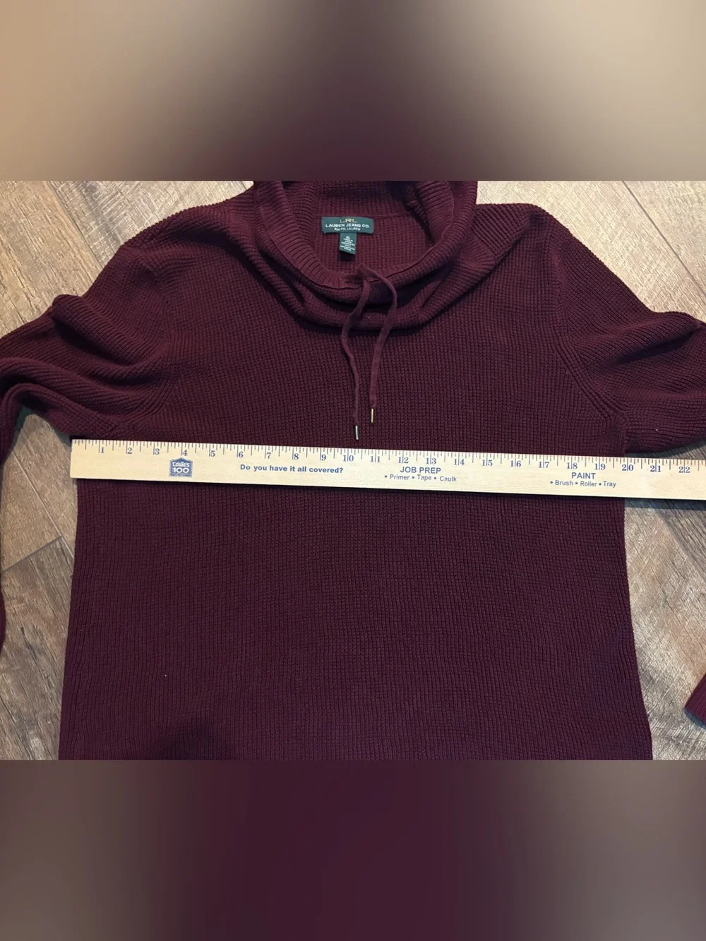 Ralph Lauren LRL XL Burgundy Waffle Knit Cowl Neck Sweater